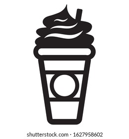 Coffee in cup with cream and straw 