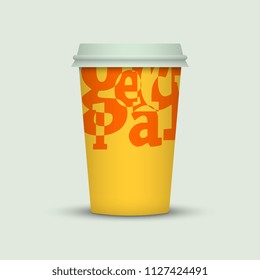 Coffee cup with creative letters