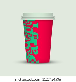 Coffee cup with creative letters