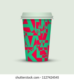 Coffee cup with creative letters