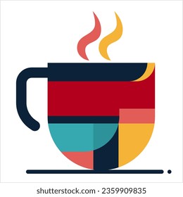 Ilustración de arte del vector de la copa de café con estilo creativo, icono de la copa de té
