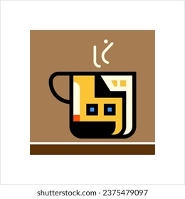 Coffee Cup Creative Stylish, Tea Cup Icon, Mug For Serving Coffee, Hot Beverage Container Vector Art Illustration