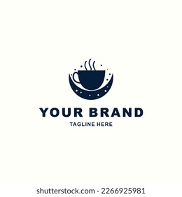 coffee cup and crescent moon logo