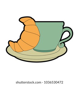coffee cup with croissant