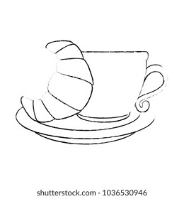 coffee cup with croissant