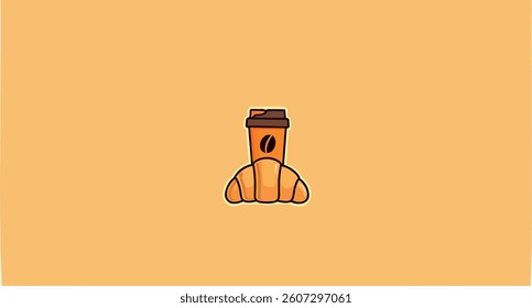 coffee cup and croissant vec