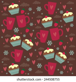 coffee cup cupcake love pattern