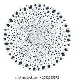 Coffee Cup curl stream. Element cyclone combined from scattered coffee cup symbols. Vector illustration style is flat iconic symbols.