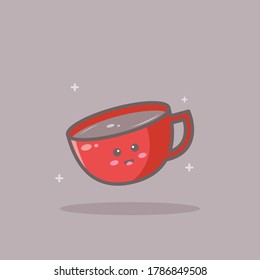 coffee cup cute cartoon vector icon illustration, perfect for sticker , card etc.