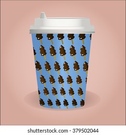 Coffee cup with cute ice cream pattern