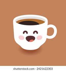 Coffee cup cute kawaii style vector illustration
