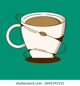 Coffee Cup Delight: An illustration of a stylish coffee cup, brimming with a rich brew, adorned with artful lines and a hint of a coffee bean. Perfectly crafted to celebrate the art of coffee.