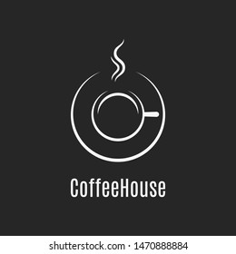 Coffee cup design. Coffeehouse logo on black background