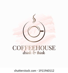 Coffee cup design. Coffeehouse watercolor logo on white background