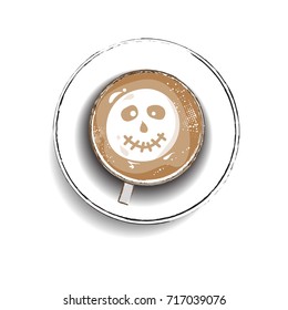 Coffee cup design for halloween,Cup of coffee with ghost,latte art with ghost,
 