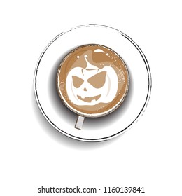 coffee cup design for Halloween,pumpkin latte art 