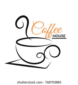 Coffee cup  design logo black  bg vector eps 10