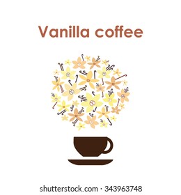 Coffee cup design vector icon for coffee shop or cafe or flavored coffee with vanilla