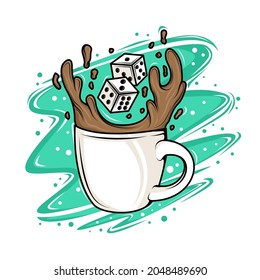 coffee cup with dice illustration