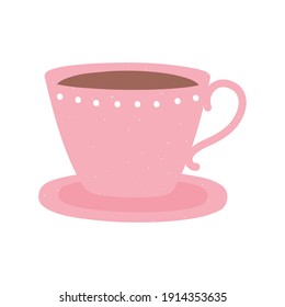 taza de café en icono de bebida de plato en ilustración vectorial estilo caricatura