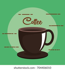 coffee cup and dish beverage on green background