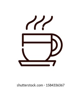 coffee cup with dish line design vector illustration