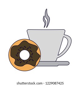 Coffee cup and donut