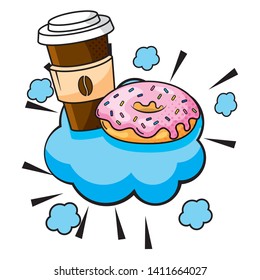 coffee cup and donut vector illustration