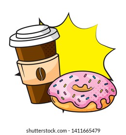 coffee cup and donut vector illustration