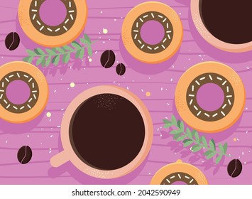 coffee cup and donuts icons