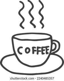 Kaffeetasse Doodle. Tintenzeichnung für heißes Getränk
