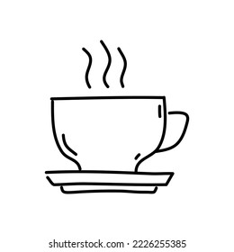 Coffee cup doodle icon. Hand drawn black sketch. Vector Illustration.