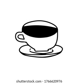 Coffee cup doodle icon isolated