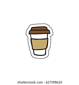 coffee cup doodle icon, sticker