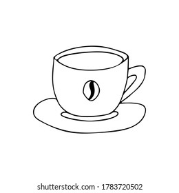 Coffee cup doodle icon in vector. Hand drawn coffee cup in vector.