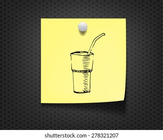 coffee cup doodle on yellow note paper