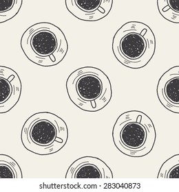 coffee cup doodle seamless pattern background