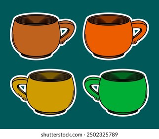Coffee Cup Doodle Sticker Illustration