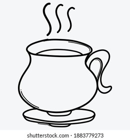 Icono vectorial del doodle de la taza de café. Línea dibujada a mano en la ilustración del esbozo de dibujo.