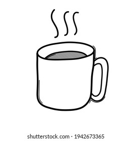 Icono vectorial del doodle de la taza de café. Línea dibujada a mano en la ilustración del esbozo de dibujo.