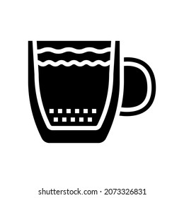 coffee cup double wall glass glyph icon vector. coffee cup double wall glass sign. isolated contour symbol black illustration
