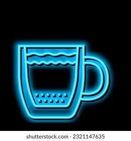 coffee cup double wall glass neon light sign vector. coffee cup double wall glass illustration