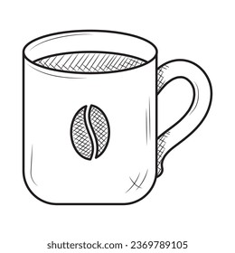 coffee cup draw with bean vector isolated
