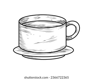 coffee cup draw ceramic illustration isolated