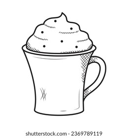 coffee cup draw with cream vector isolated