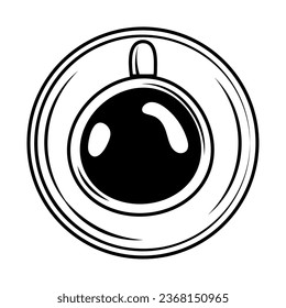 coffee cup draw top view vector isolated