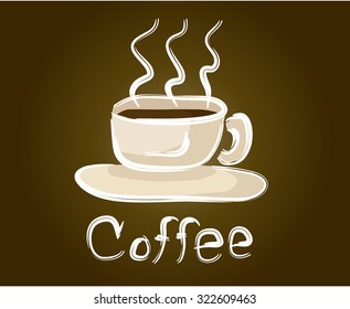 coffee cup drawing art logo. sketch vector