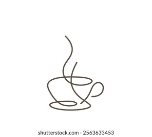 Coffee Cup Drawing Vector Logo,or Continuous Single line cup coffee