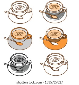 coffee cup drawn hand illustration for logo or mural retro concept