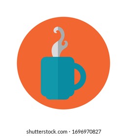 coffee cup drink block and flat style vector illustration design